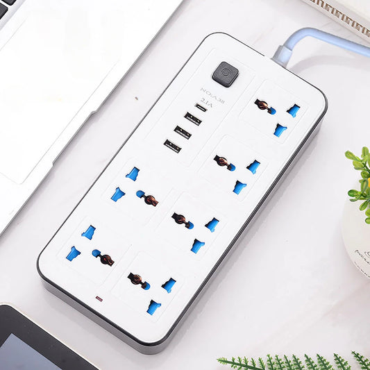 Universal-Steckdosenleiste TypC USB-Anschluss Steckdosenleiste 2M Verlängerungskabel AC-Steckdose Ladesteckdose EU US UK Stecker