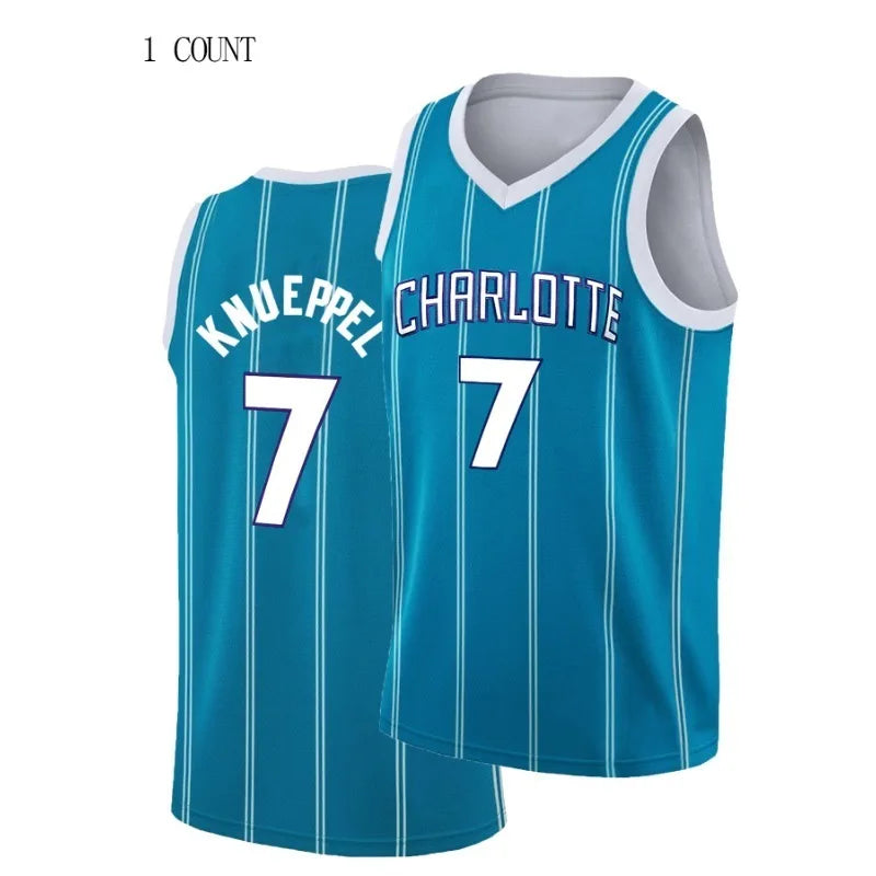 Maillot de basket-ball bleu lune #7 pour homme – Sans manches, respirant avec broderie de lettres contrastées, décontracté, tenue de sport