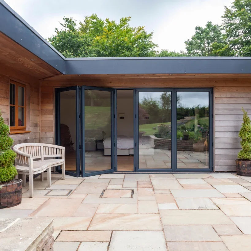 Home Bi Folding Door Patio Exterior Panoramic Accordion Folding Door Residential Aluminium Thermal Break Double Glass Doors