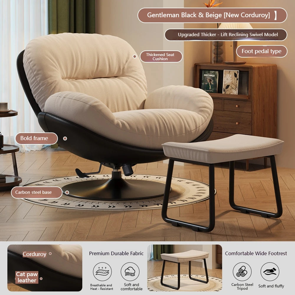 Luxuriöser Wohnzimmer Sessel Weich Liegender Relaxsessel für Zuhause Höhenverstellbar Moderner Schlafzimmer Drehstuhl Sofasessel Möbel