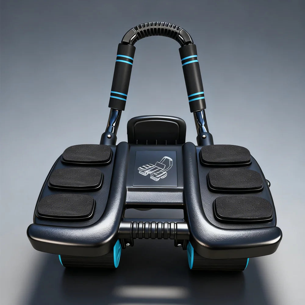 Roulette Abdominale Six Coudes Glissière Roue d'Entraînement Abdominale Rebond Automatique Antidérapant Équipement de Fitness pour la Maison