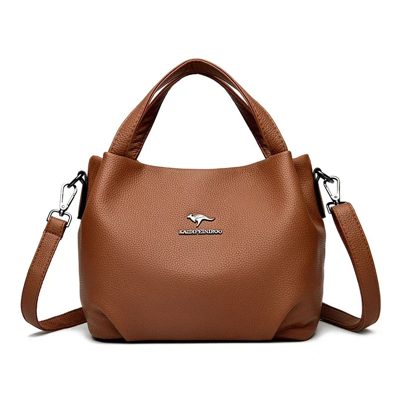 Damen Handtaschen aus weichem Leder Luxus Designer Handtasche Einfarbig Damen Schulter Umhängetasche und Geldbörse Pendler-Tasche