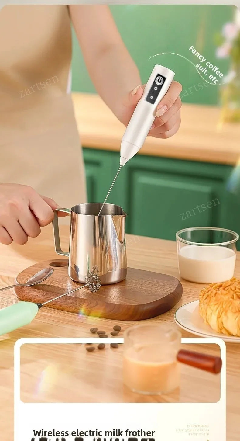 Mousseur à lait sans fil électrique Type-C Mixeur portatif en acier inoxydable Mini fouet pour café Cappuccino Crème
