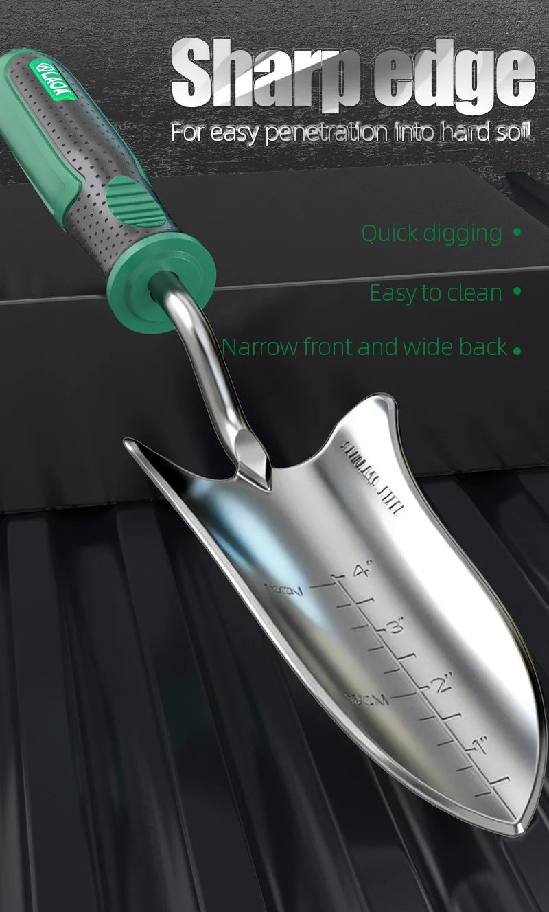 LAOA Multi-Function Garden Tools Collection, Planting Shovel, Soil Rake, Weeding Fork, All-in-One Garden Care Set