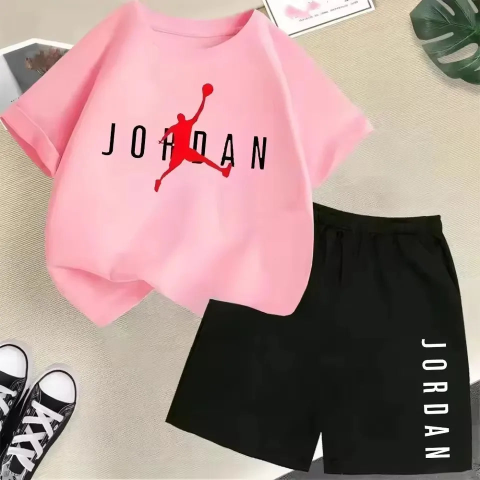 Sommer Kurzarm Kinder Set Slam Dunk Master Muster Print Sport T-Shirt + Shorts 2-teiliges Set Kinder Jungen Mädchen Mode Trainingsanzug