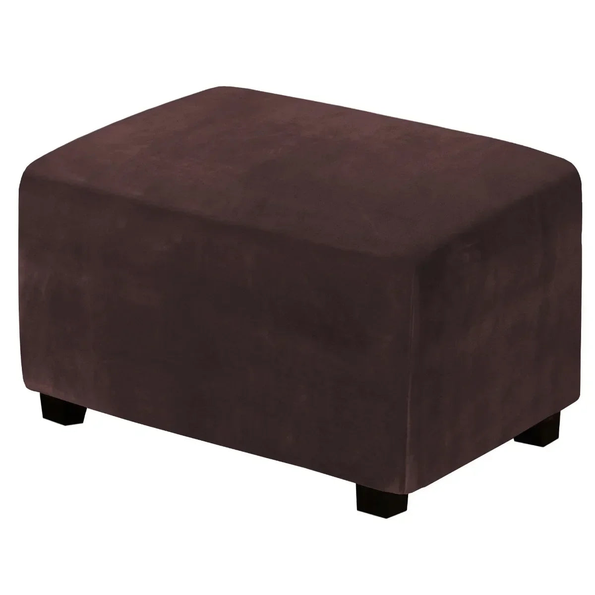 1 Housse de Tabouret Bas Rectangulaire en Velours Élastique, Épaisse et Ultra Douce, Antidérapante et Lavable, Protection de Meuble