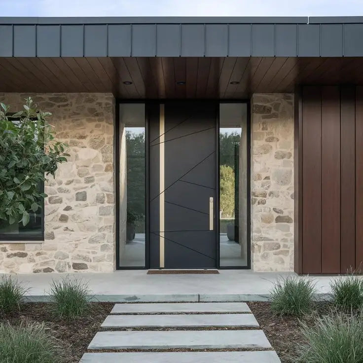 Portes principales prix usine pour la sécurité domestique, portes en aluminium au design moderne avec verre trempé pour villa, porte d'entrée personnalisée