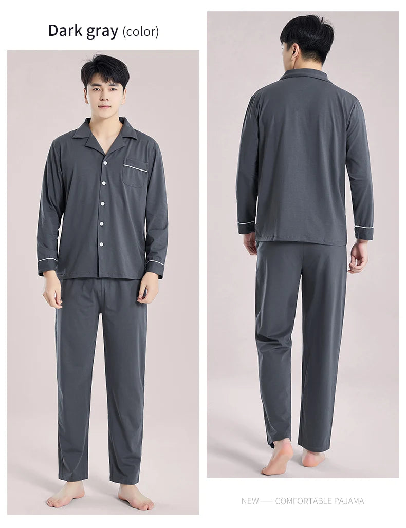 Pyjama d'hiver 100 % coton pour homme, bleu, vêtement de nuit chaud, pyjama en coton à carreaux, grandes tailles