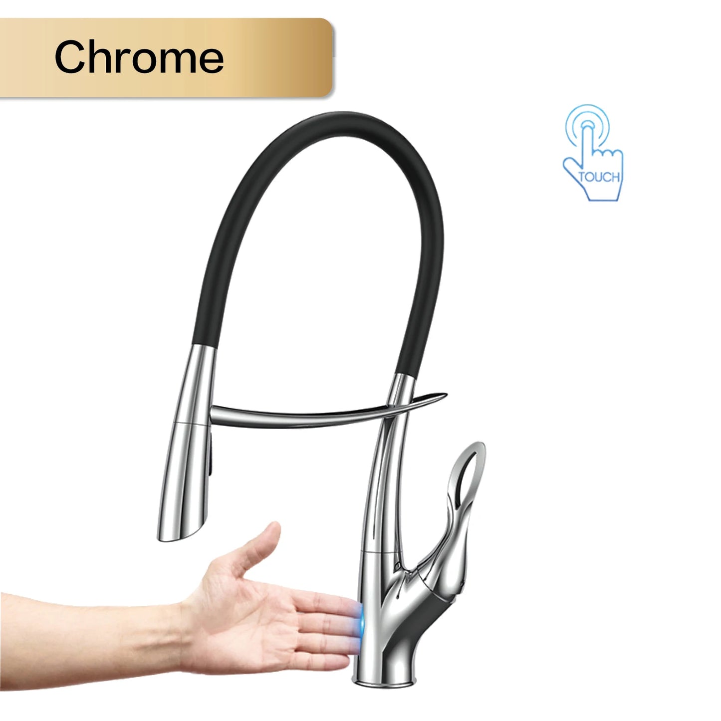 Luxury gun gray brass kitchen faucet with intelligent touch design Single handle hot and cold water magnetic suction sink faucet