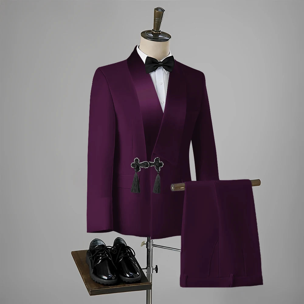Men Suit Wedding Slim Fit Tassel Shawl Tuxedo