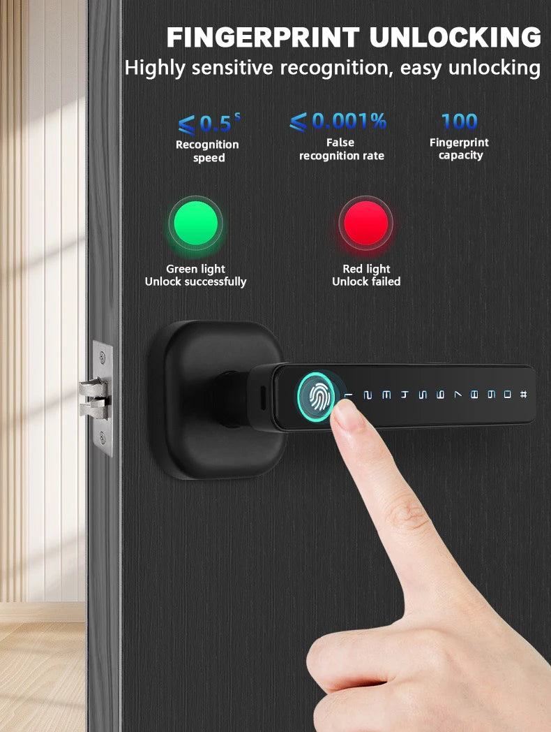 Serrure intelligente CDOK 2025 Nouvelle M6 Tuya Bluetooth, serrure de porte, serrure à empreinte digitale, serrure à mot de passe, méthodes de déverrouillage multiples
