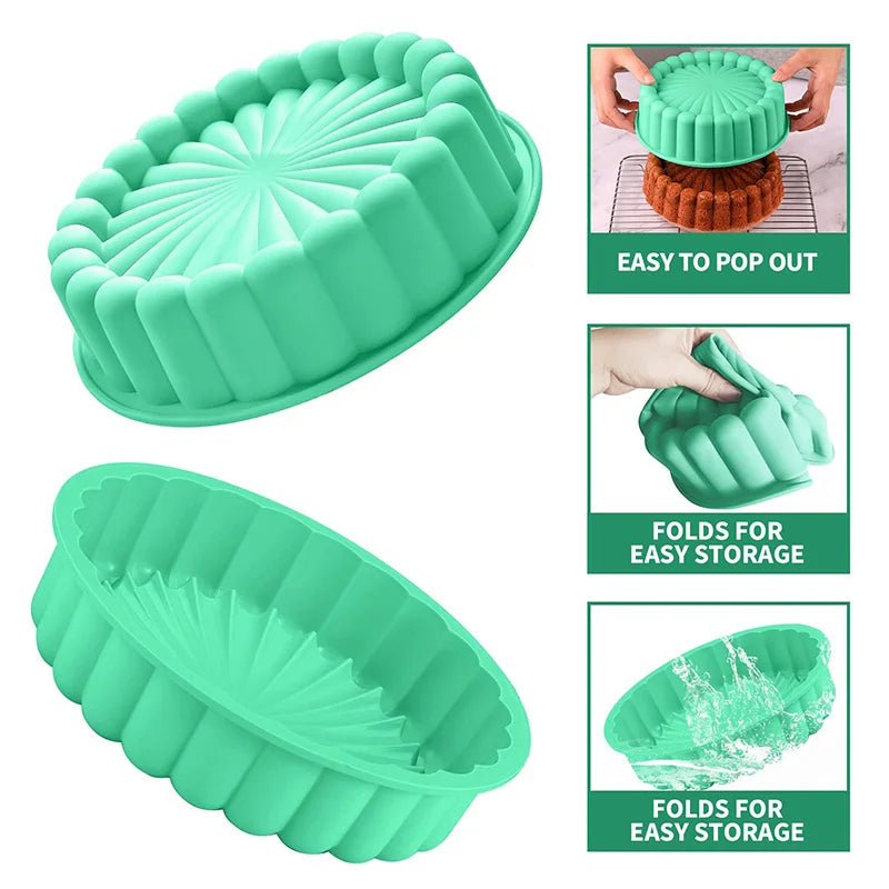 10Inch Charlotte Cake Pan Silicone Cheesecake Nonstick Round Silicone Baking Mold Cake Molds for Strawberry Shortcake Tart Pie