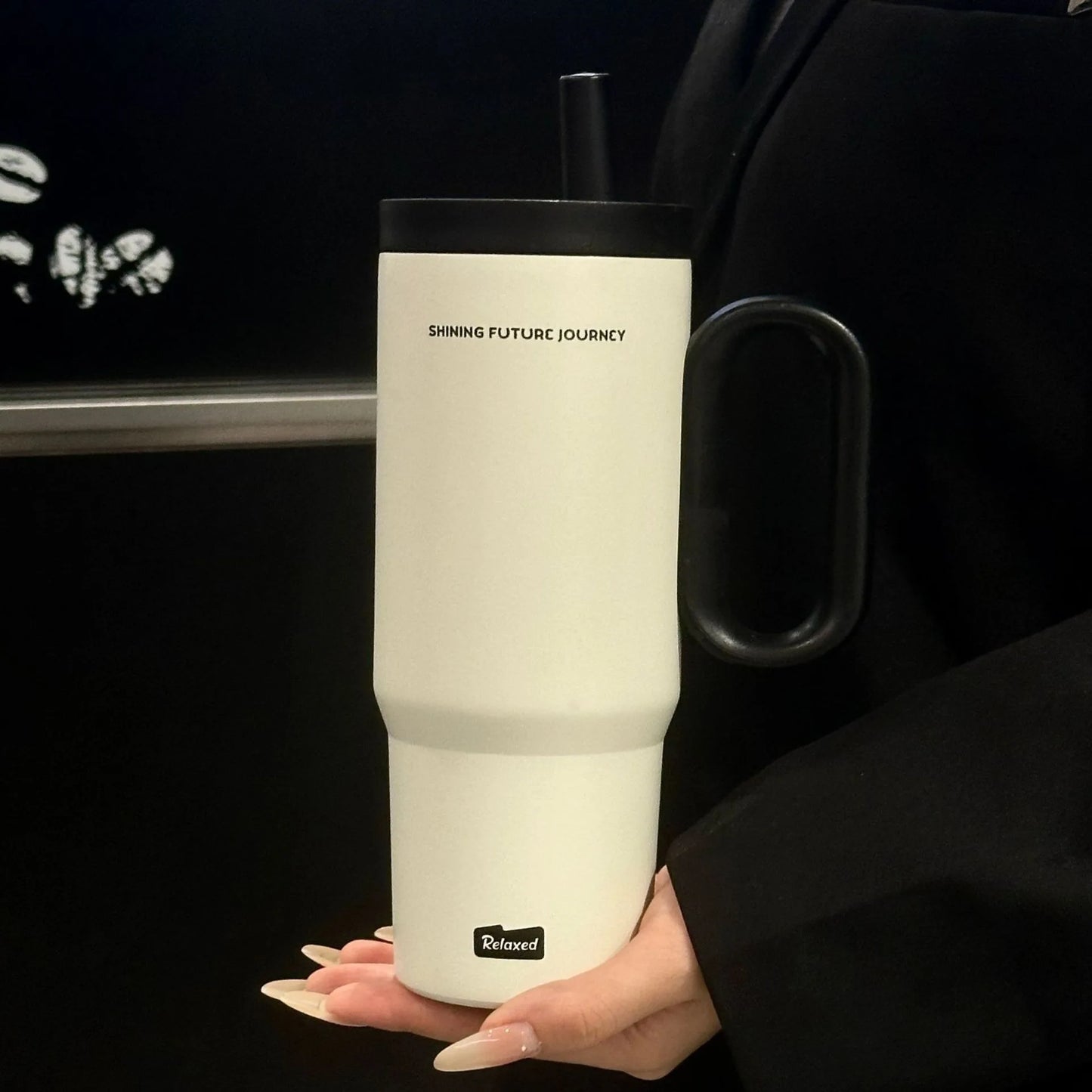 Gobelet isotherme en acier inoxydable 720 ML avec paille et anse, tasse isotherme sous vide pour café glacé, bouteille d'eau portable pour voiture et extérieur