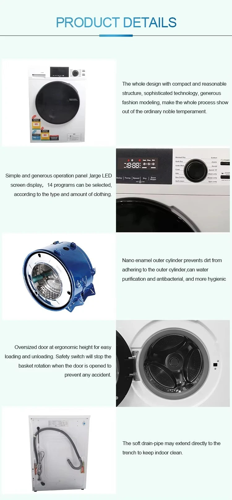 Front-load Washers and Dryer 2 in 1 Household Washing Machine