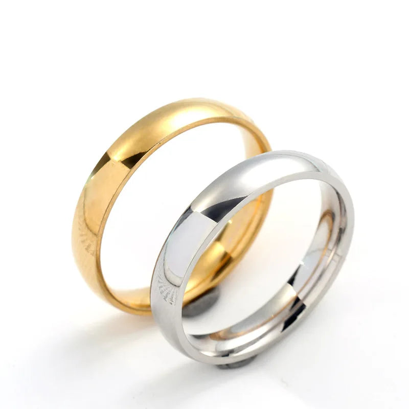 Bague de couple classique en acier inoxydable courbé de 4 mm, breloque, bagues en acier titane pour hommes et femmes, meilleur cadeau de fête, bijoux