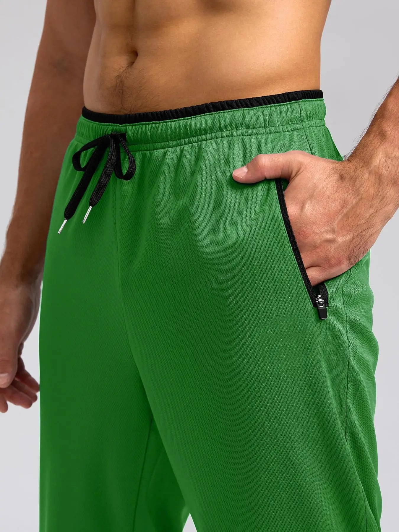 Pantalon de sport léger, respirant et à séchage rapide pour homme, avec taille élastique et poches zippées, idéal pour la gym, les loisirs, la course et la randonnée