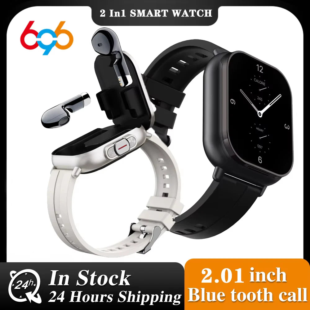 TWS Earphone Smartwatch 2.01" Headset 2-in-1 Smartwatch BT-Anruf Bluetooth Kopfhörer Uhren Herzfrequenz Sport Fitness Armband