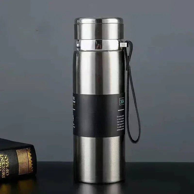 1000ml Thermosflasche Thermoskanne Vakuumflasche Doppelwandiger Edelstahl Kaffee Tee Isolierbecher Auslaufsicher für Büro