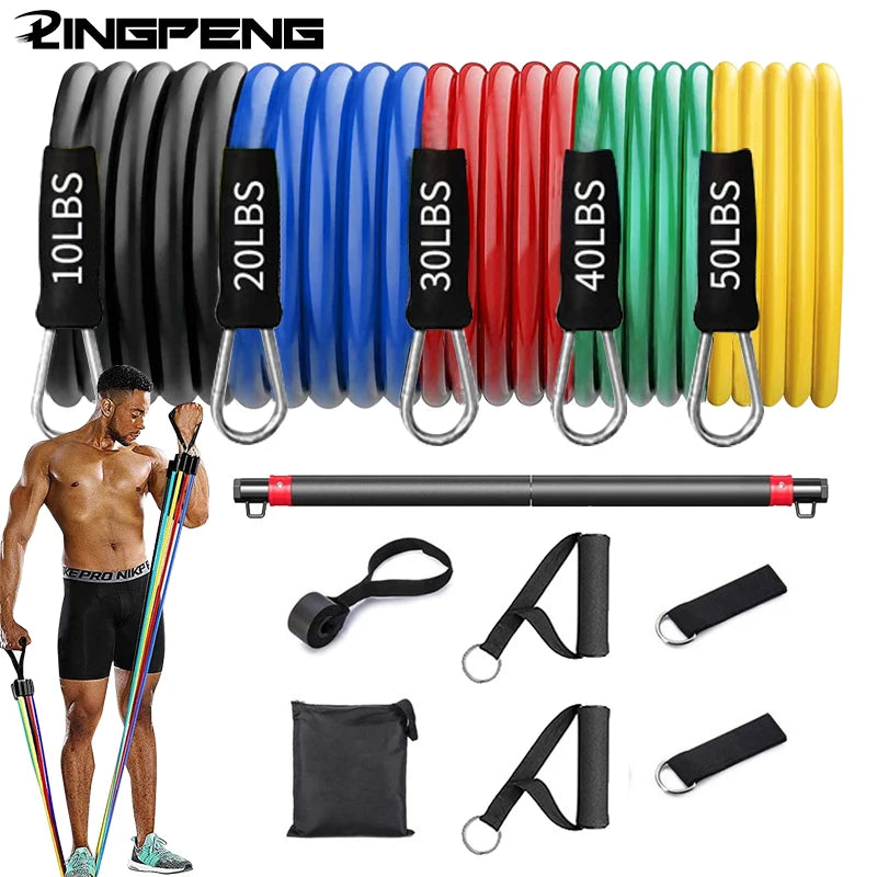 Fitness Widerstandsgummi Yoga Elastisches Band Upgrade Trainingsstange Set Pilates Training Übungsfitnessgeräte Zugseil