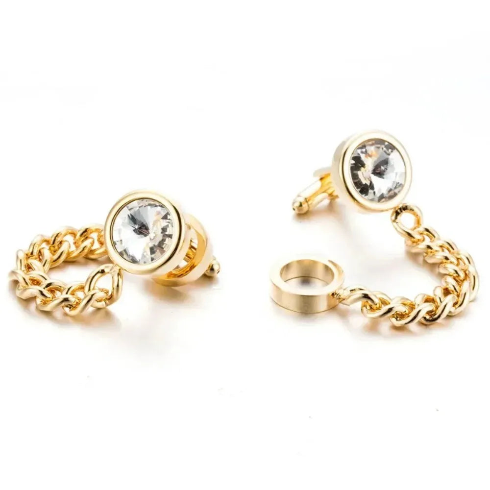 Breite Kette Runde Kupfer Manschettenknöpfe für Herrenmode Inlay Metall Knopf Business Hochzeit Party Manschetten Accessoires