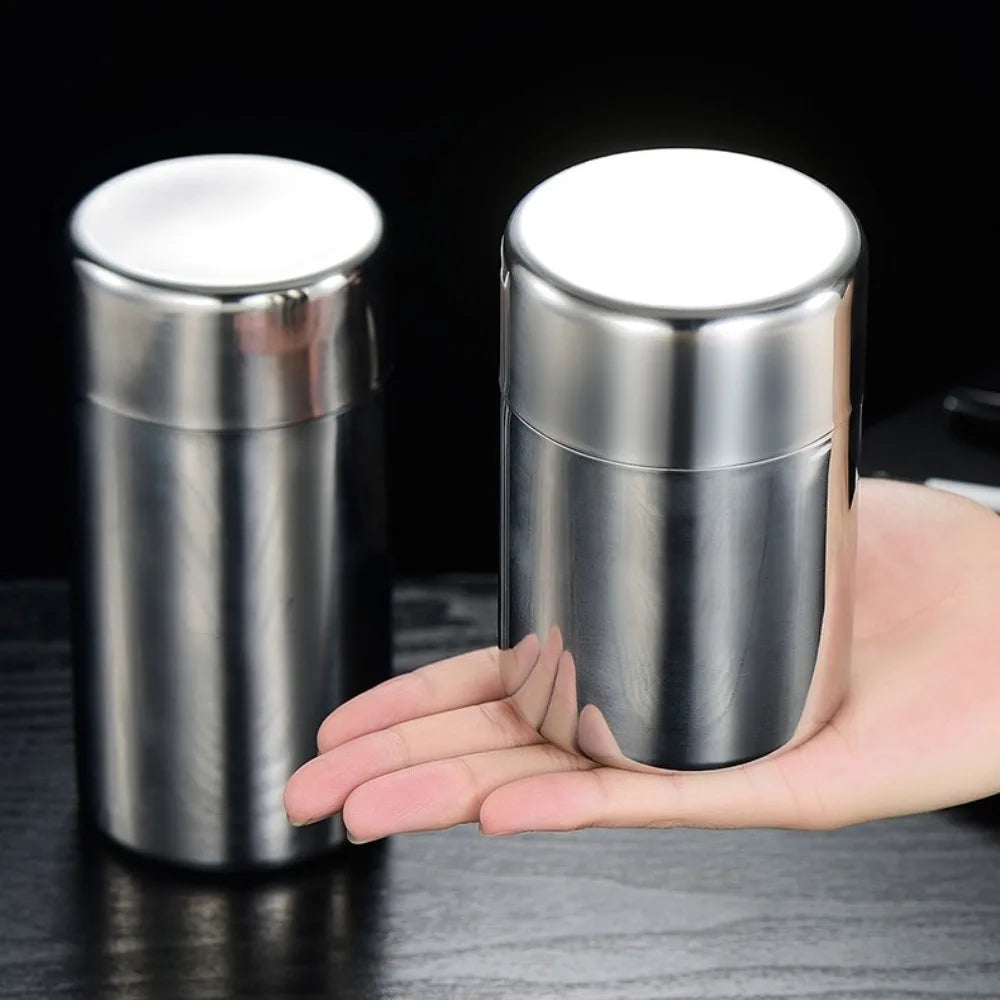 Hiqh Quality Stainless Steel Tea Tin 400ml/550ml Moisture-proof Tea Jar Large Capacity Sealed Tea Can for Home&Travel
