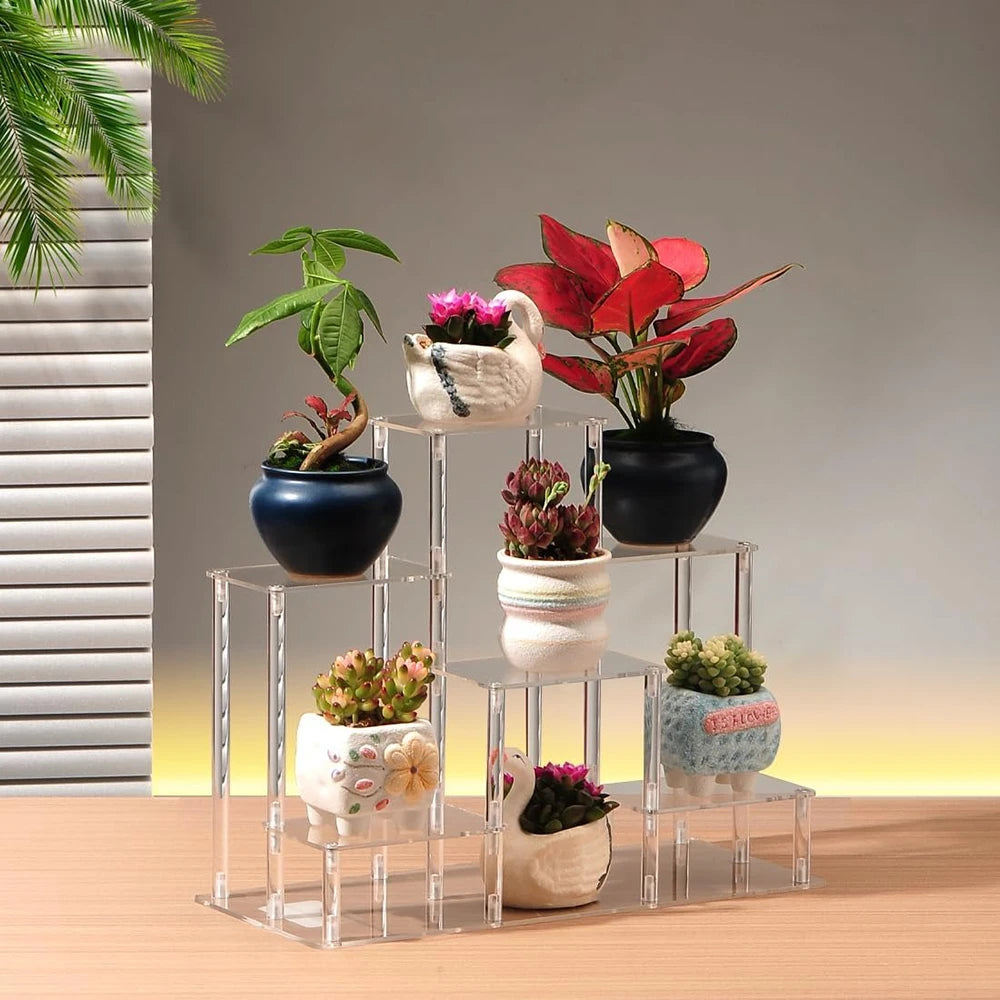 Transparent Shelf Organizers Acrylic Display Stand Holder Figures Collectibles Storage Rack Perfumes Plant Removable