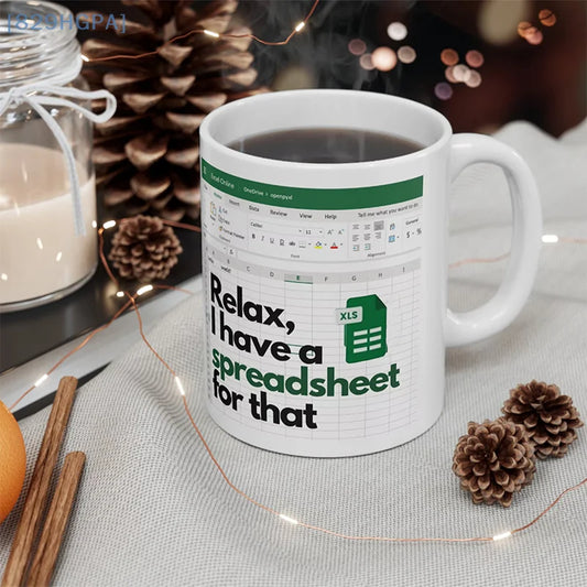 Creative Portable Excel Pattern Ceramic Mug Home Office Desktop Coffee Cup Water Cup Fun Gift 1 Pcs