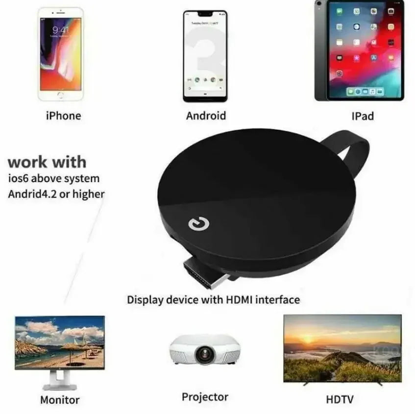 Chromecast Google Sans Fil WiFi Mirascreen HDMI-compatible HD Affichage Dongle Média Streaming Vidéo TV Maison Intelligente Pour ios/Android