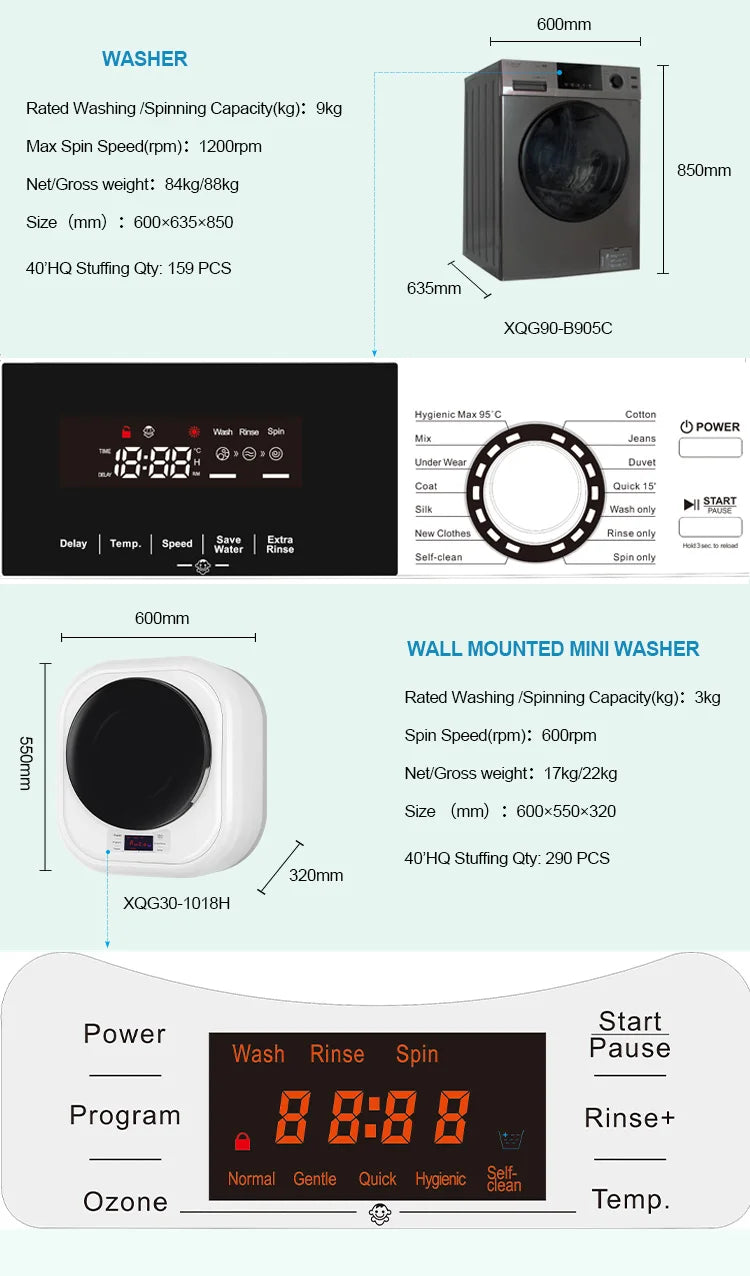Front-load Washers and Dryer 2 in 1 Household Washing Machine