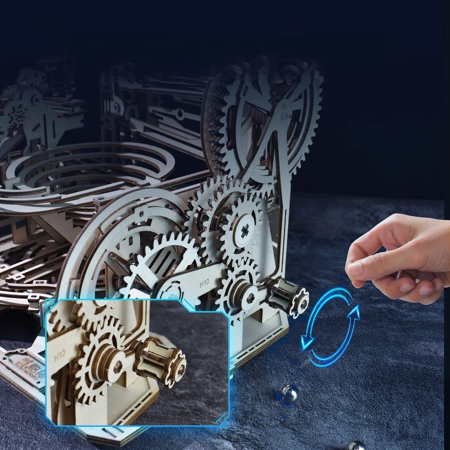 Chriyungel 3D Wooden Marble Run Puzzle DIY Building Model Kits Rolling Ball Track Brain Teaser Game Gift for Adults Teens Kids