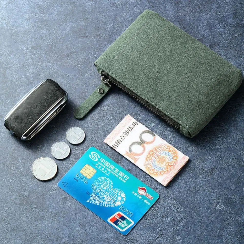 Mini portefeuilles tendance en PU, porte-monnaie, porte-cartes, sac d'argent, pochette à monnaie zippée pour femmes et hommes