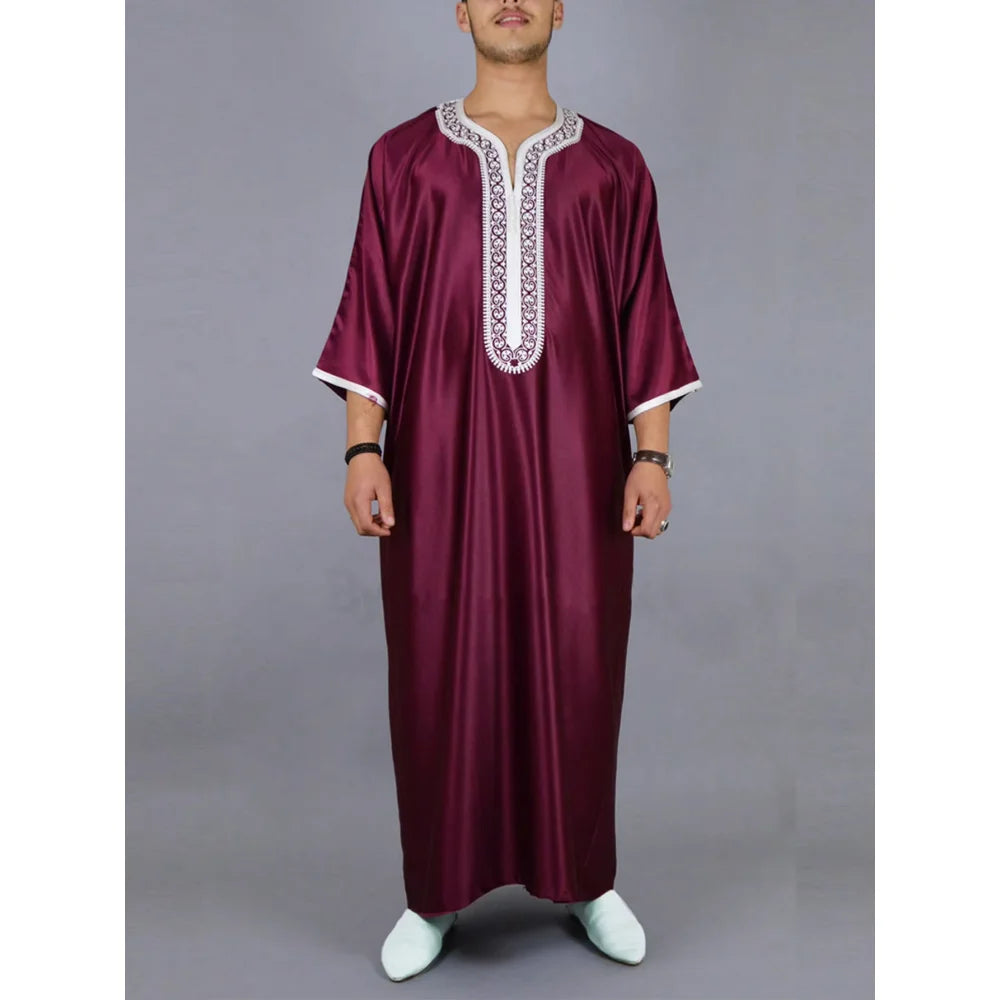 Robe homme de style ethnique marocain, tenue formelle musulmane pour l'Aïd al-Fitr, robe homme brodée de luxe, robe au design exquis