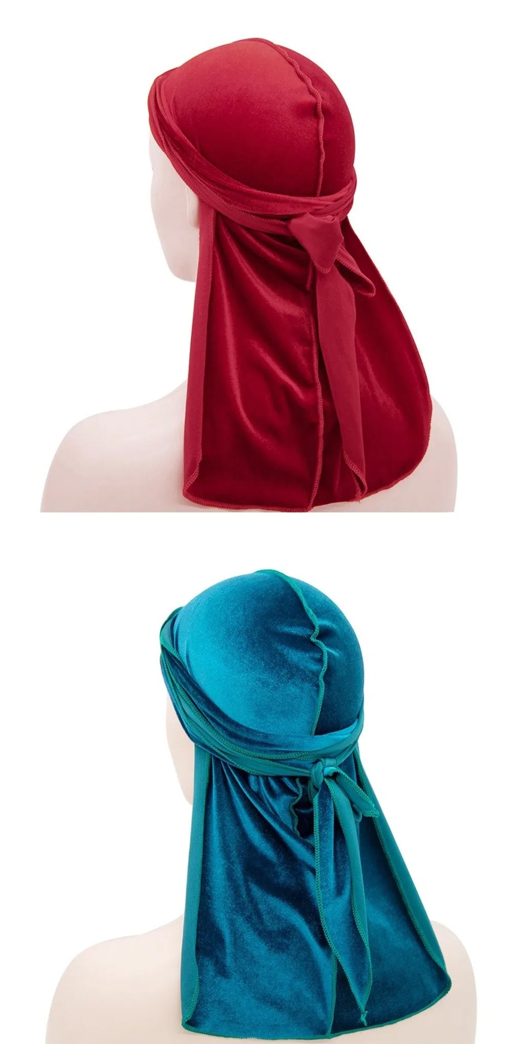 Nouveaux Durags en Velours Casquettes Longue Queue Chapeau Turban Respirant Bandeau Élastique Réglable Accessoires pour Cheveux