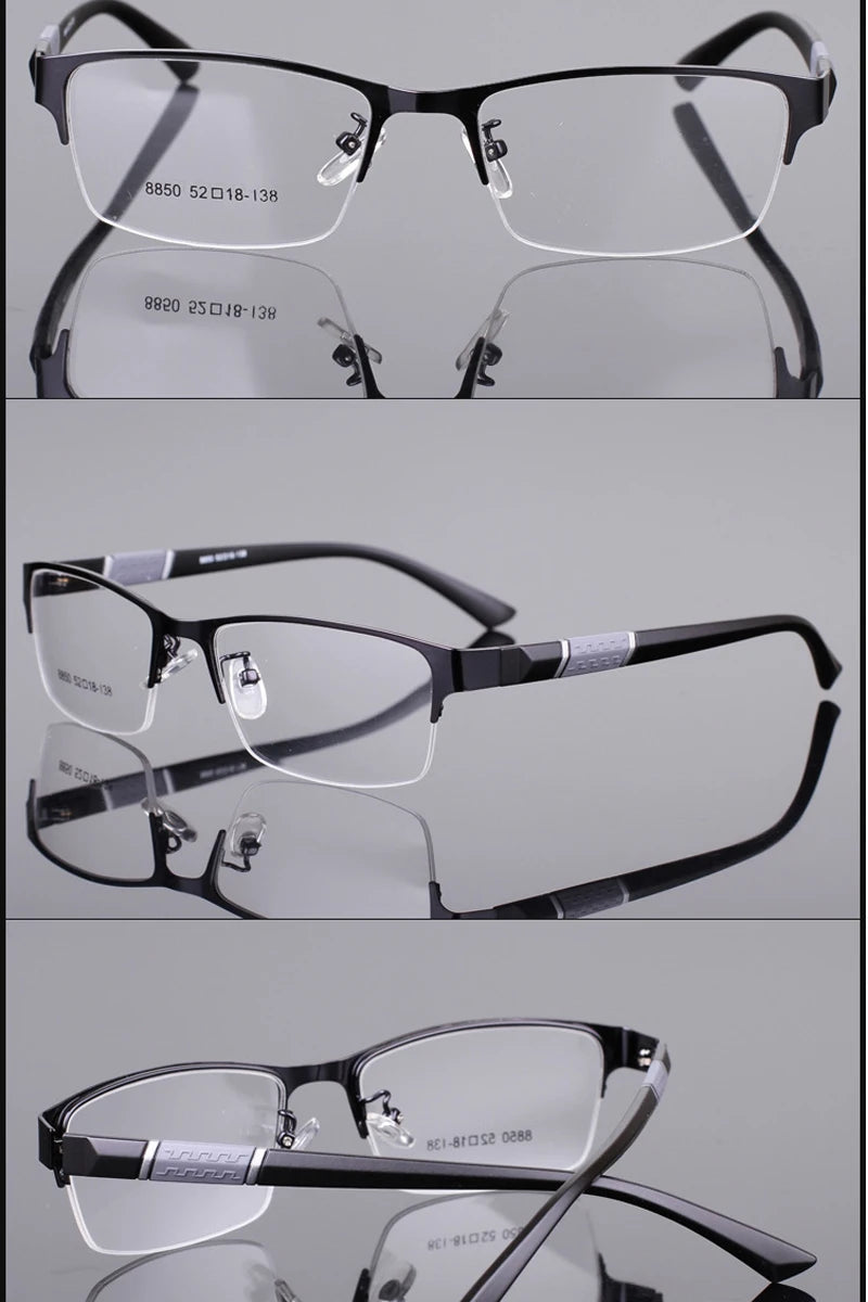 Herren Halb-Rand Lesebrille aus Metall Business Stil Männlich Vintage Weitsicht Presbyopie Anti-Blau HD TR90 Dioptrien Brille