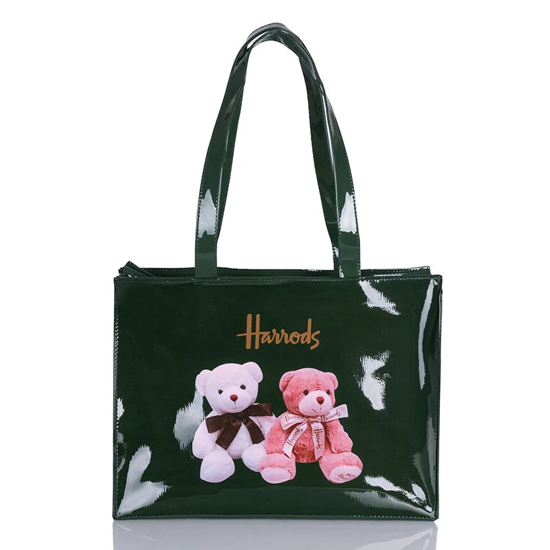 Horizontal Edition PVC Reusable Shopping Bag Eco-friendly London Lady Shopper Bag Large Capacity Waterproof Handbag Shoulder Bag
