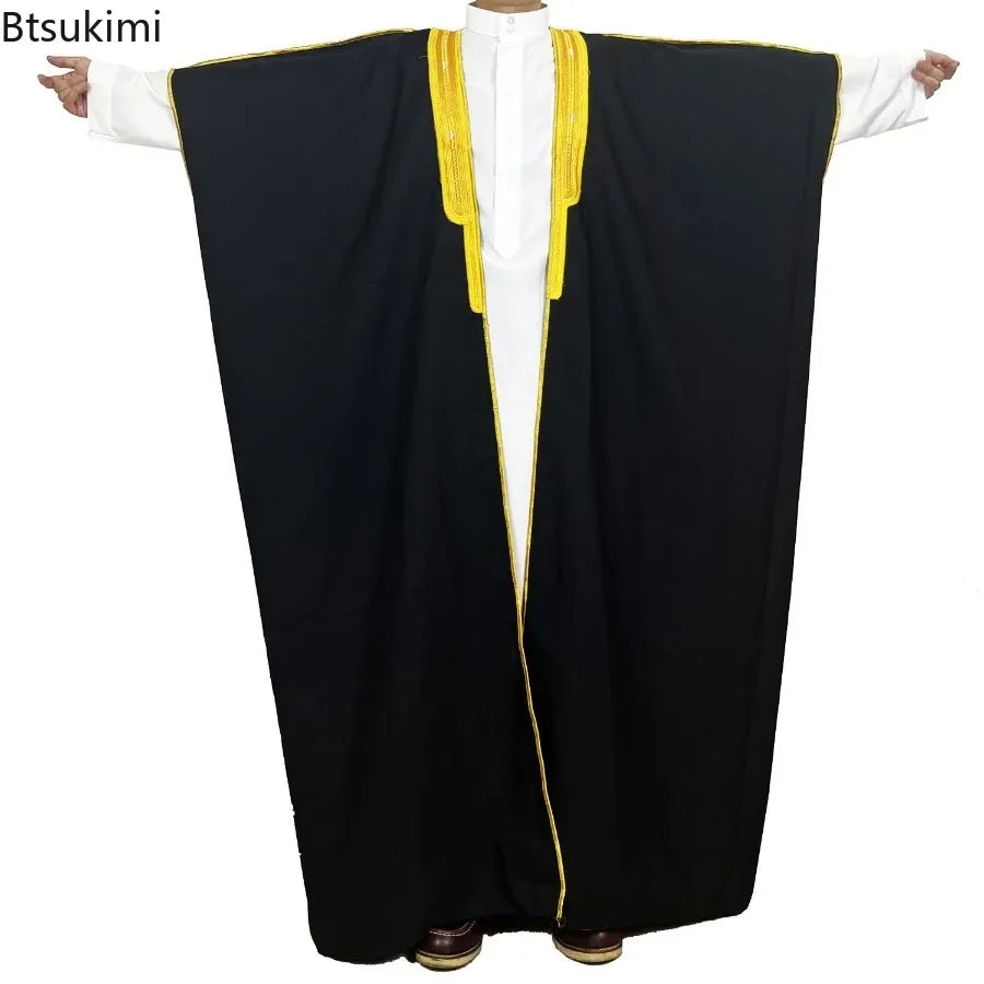 Moyen-Orient Hommes Ouvert Abayas Musulman Robe Kimono Dishdasha Vêtements Islamiques Dubaï Arabie Saoudite Caftan Brodé Robe Prière Thobe