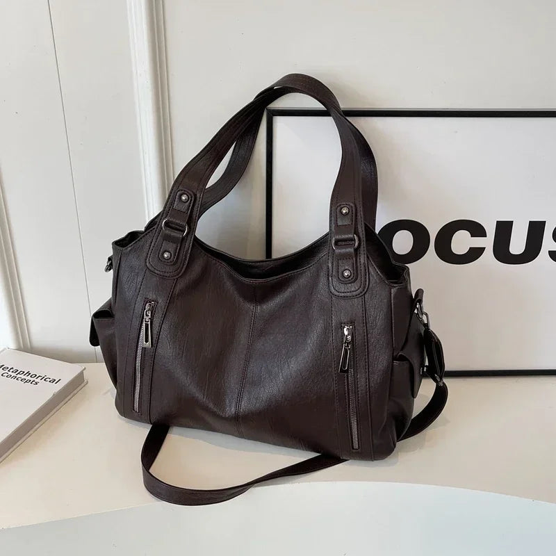 Heiß begehrte Umhängetasche mit weichem Innenfach 2024Hochwertige Damentasche in Kontrastfarben Mode Reißverschluss PU Damenhandtasche