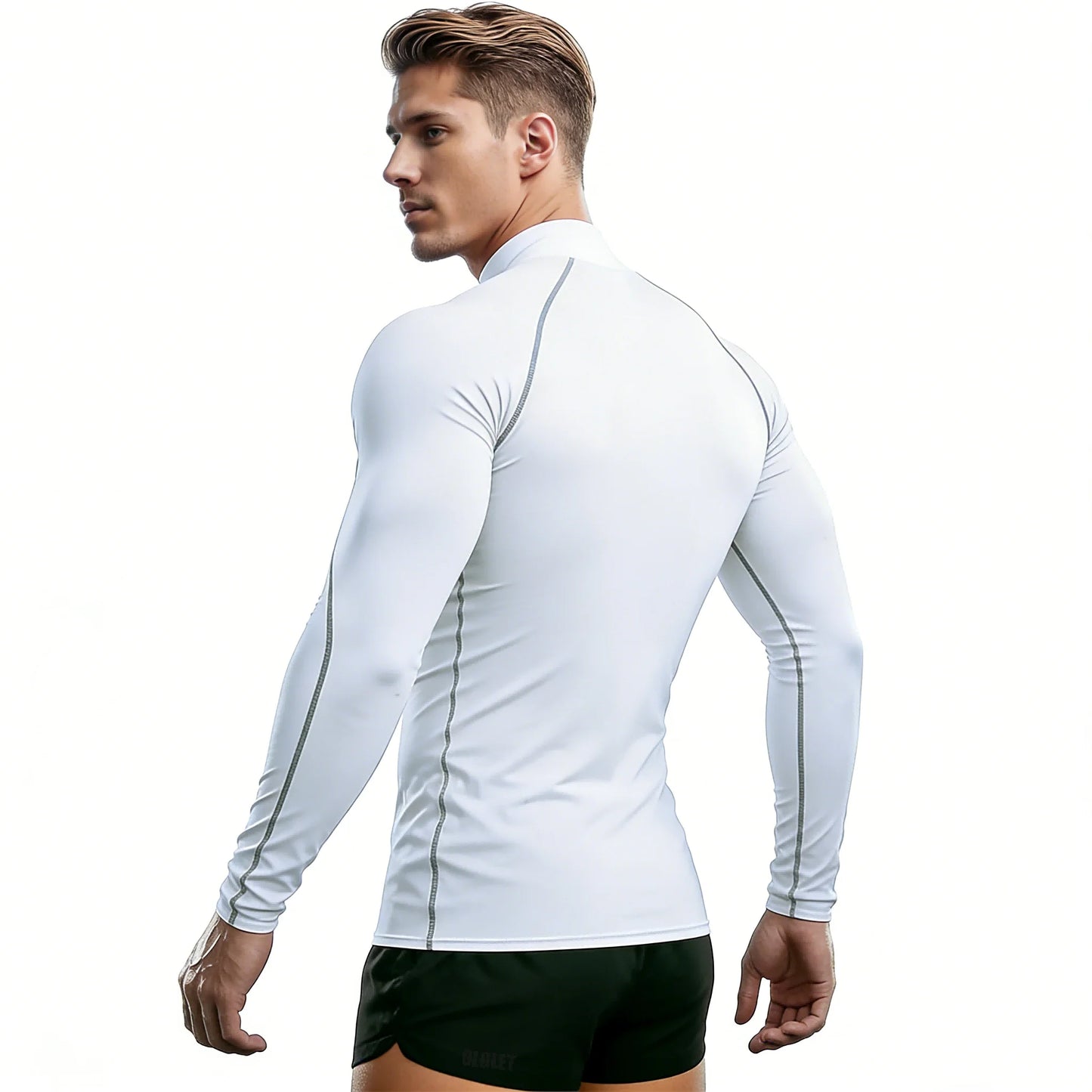 Sport T-Shirt Herren Kompressions Laufshirt Elastisches Langarm Fitness Sport-Top Gym Workout Unterhemd Sportbekleidung