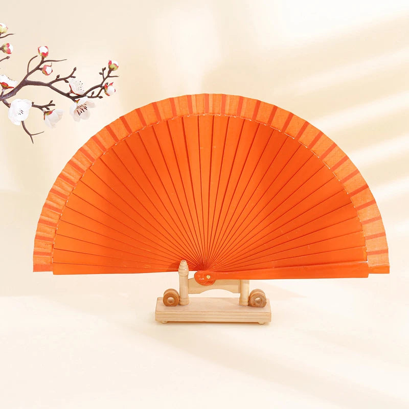 1PC Plain Wood Folding Hand Held Fans Solid Color Spanish Dance Performance Wooden Fans Wedding Hand-Painted Ornament Gift