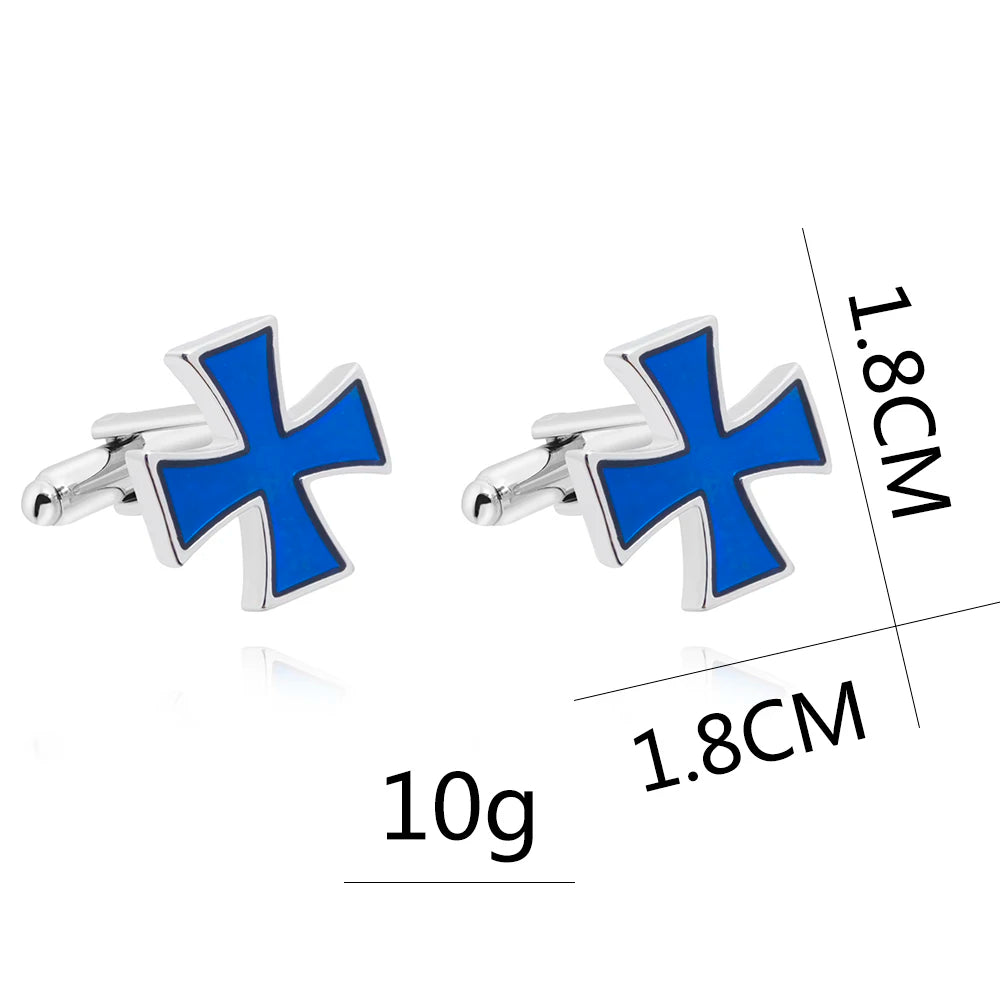 Classic Blue Black Colors Cross Shaped Mens Cufflinks Shirt Suit Tuxedo Blouse Silvery Sleeve Button