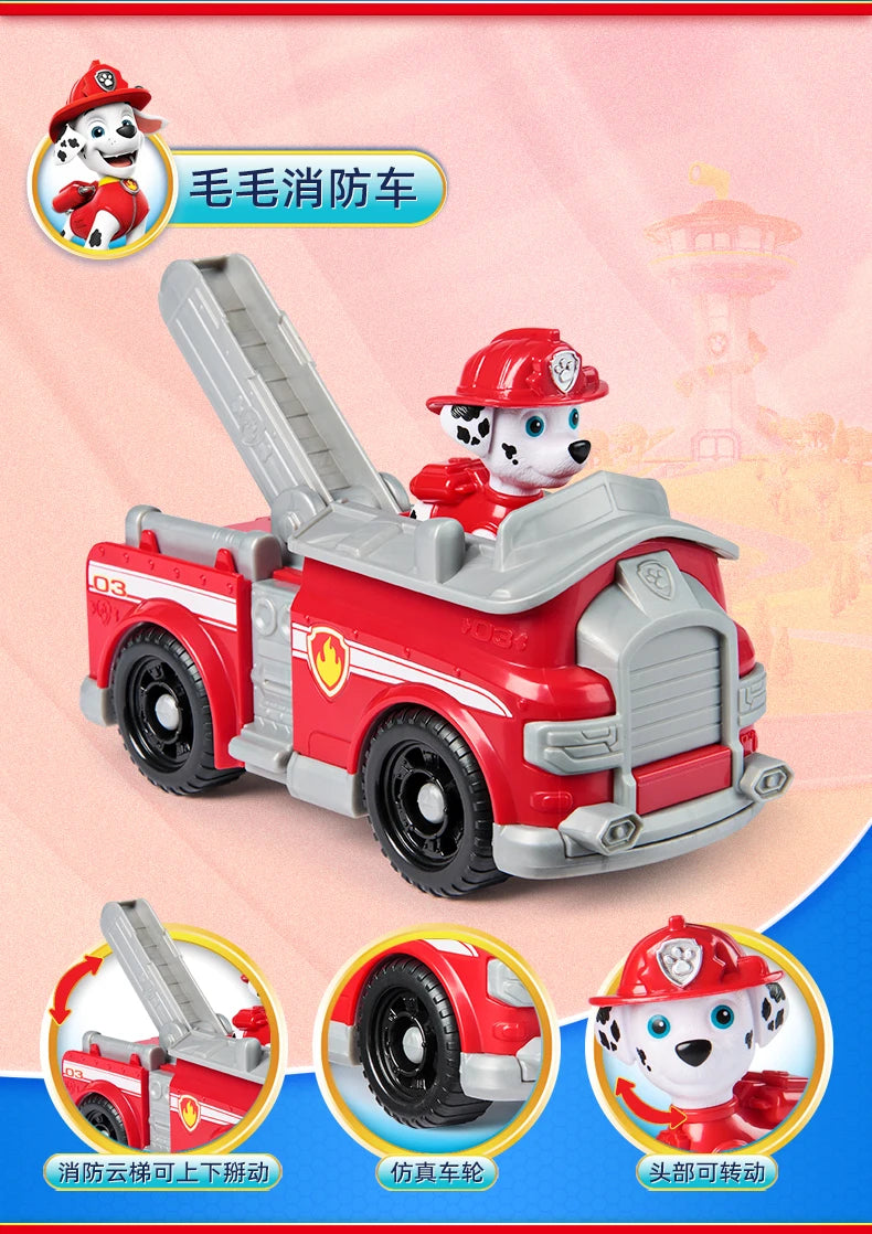 Nouveau véhicule original PAW PATROL voiture Ryder Tracker Everest Chase Rex Skye Rocky Marshall Zuma Figurine jouet cadeau d'anniversaire pour enfant