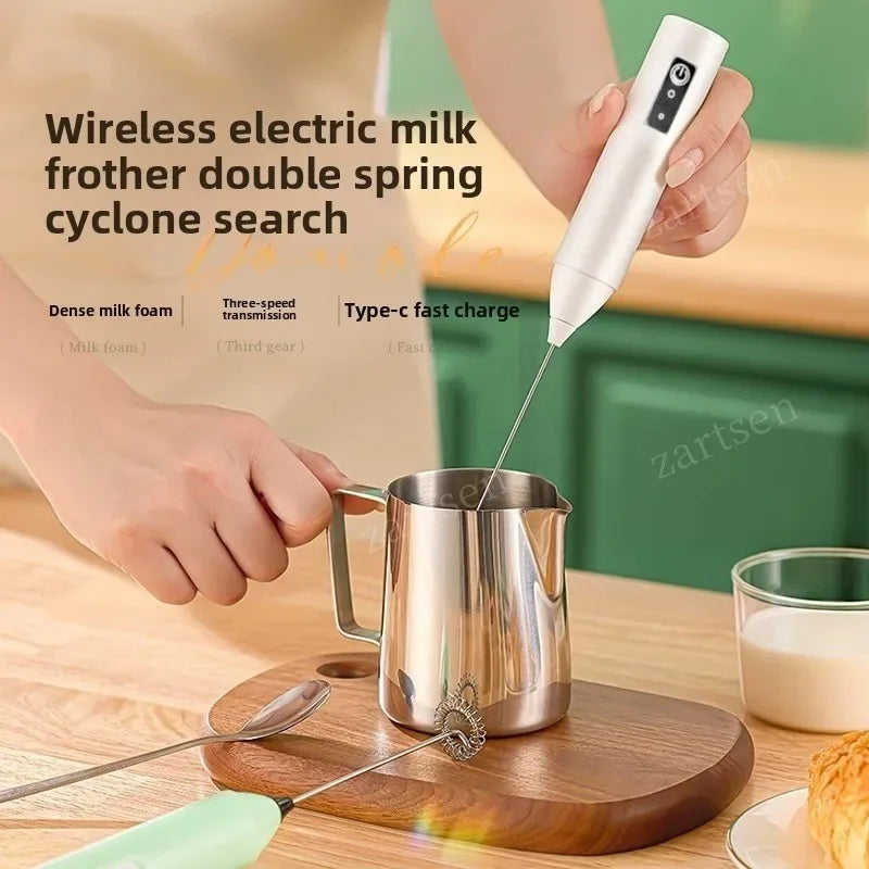 Mousseur à lait sans fil électrique Type-C Mixeur portatif en acier inoxydable Mini fouet pour café Cappuccino Crème