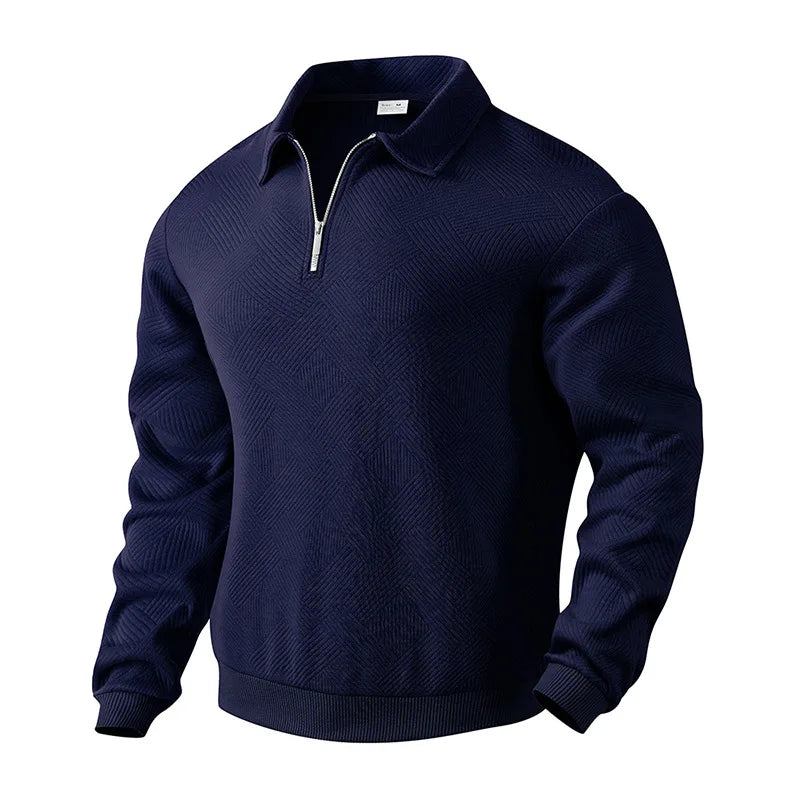 24 grenzüberschreitendes beliebtes Herbst-Langarm-Revers-Reißverschluss-Herren-Freizeit-Poloshirt