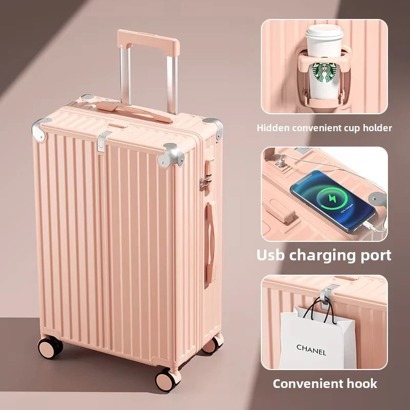 COLENARA 20"22"24"26 Zoll hochwertiger Koffer USB-Ladefunktion Boarding Box Multifunktionaler Trolley-Koffer Handgepäck Reisegepäck