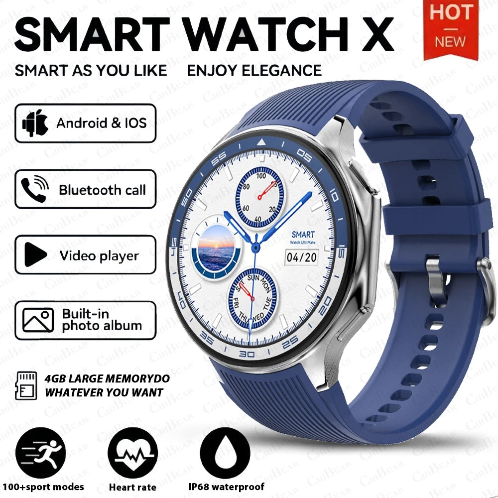 OPPO DT Watch X Montre Connectée Bluetooth avec Appel, 4 Go de Mémoire, Enregistrement, Lecture MP3+MP4, Son Surround Visuel 3D, Smartwatches Homme 2025 Nouveau