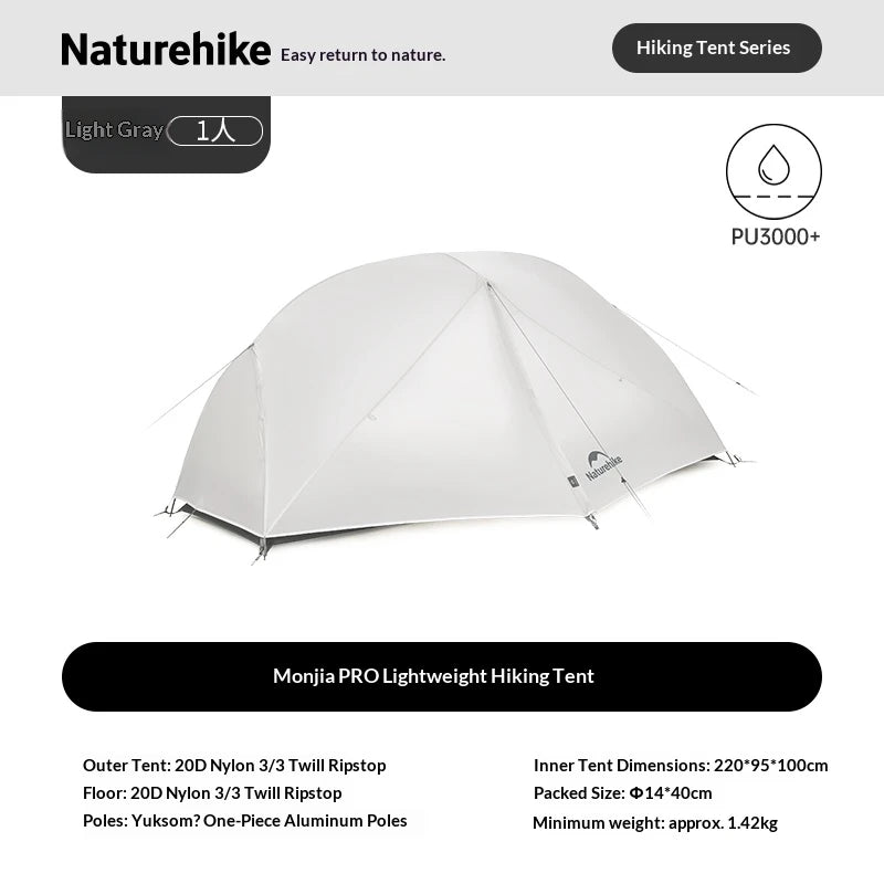Naturehike Mongar UL BASE PRO 123 People Tent Trekking Backpacking Shelter Tent 20D Nylon Waterproof Ultralight Outdoor Camping