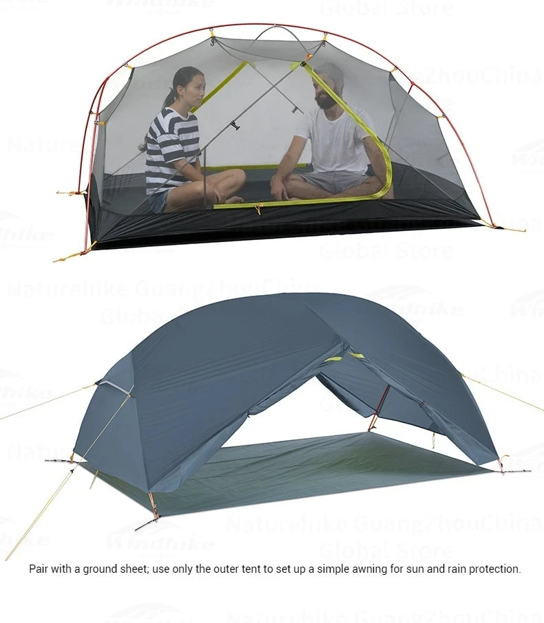 Naturehike Mongar UL BASE PRO 123 People Tent Trekking Backpacking Shelter Tent 20D Nylon Waterproof Ultralight Outdoor Camping