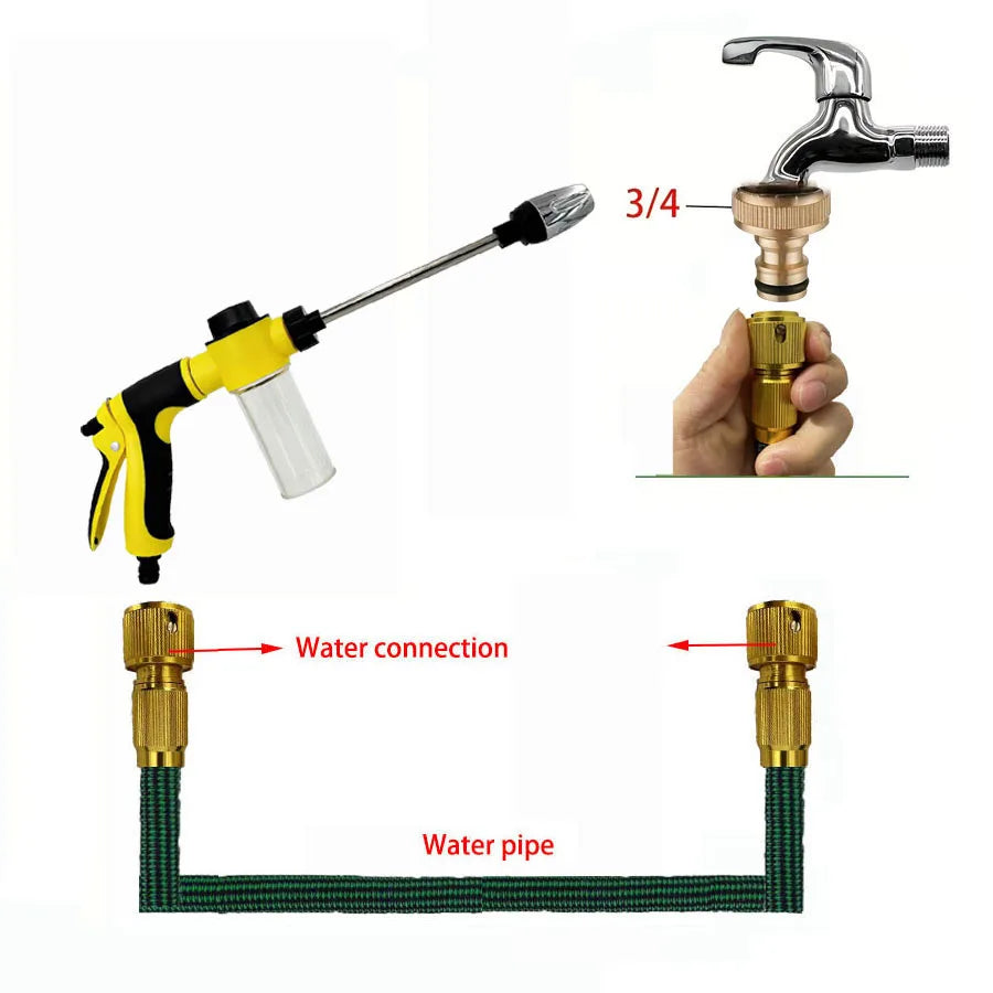 Tuyau d'arrosage magique extensible 2025, pour lavage de voiture haute pression, 7 fonctions de pulvérisation d'eau, pistolet à eau, tuyau d'arrosage pour jardin domestique
