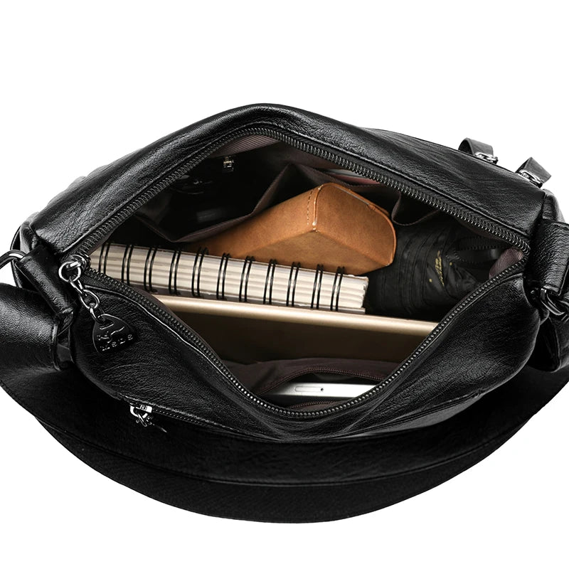 Sacs bandoulière en cuir souple Kangaroo pour femmes Sacs à bandoulière vintage multi-poches Designer Sacs messager décontractés pour dames Sac à main