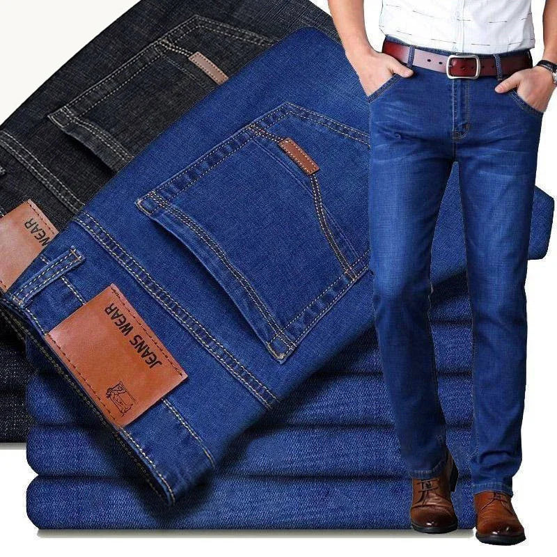Nouveau Jean Slim extensible classique décontracté pour Homme 2024, Pantalon en Jean de Marque pour Homme, Noir Bleu